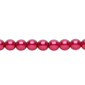 3/$15 Bead Czech Pearl Coated Glass Druk Red 6mm Round 16" Strand 1129GP